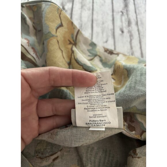 Pottery Barn Vanessa Floral & Blue Standard Pillow Cover Shams Linen Blend LOT - Picture 6 of 9
